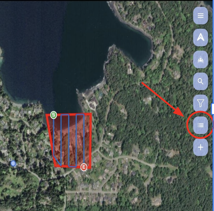 Find saved missions in the map toolbar.