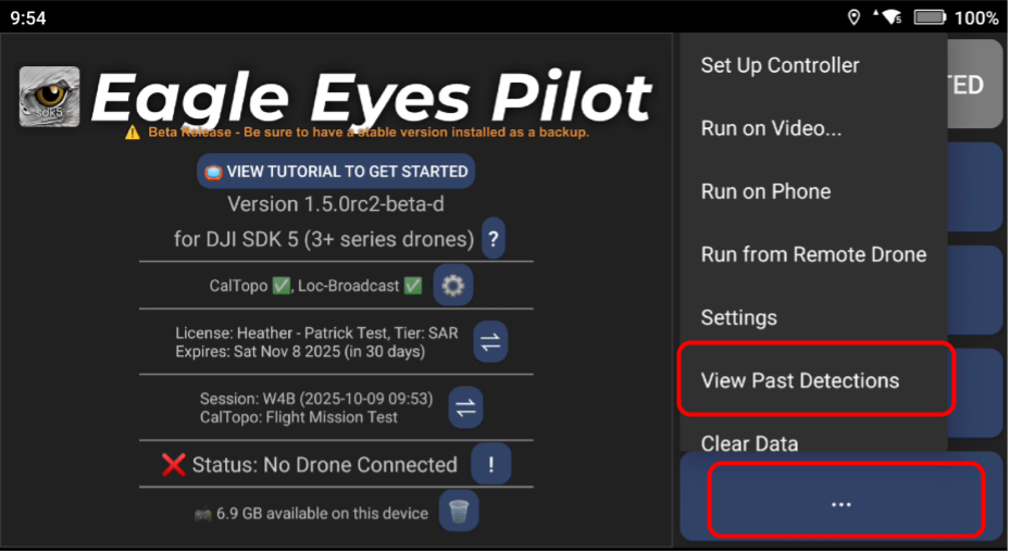 RC EE Pilot main screen