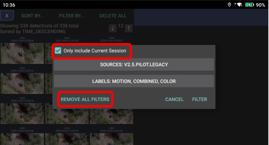 RC EE Pilot filter options
