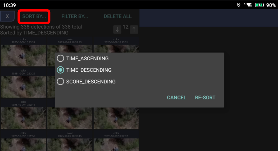 RC EE Pilot sorting options