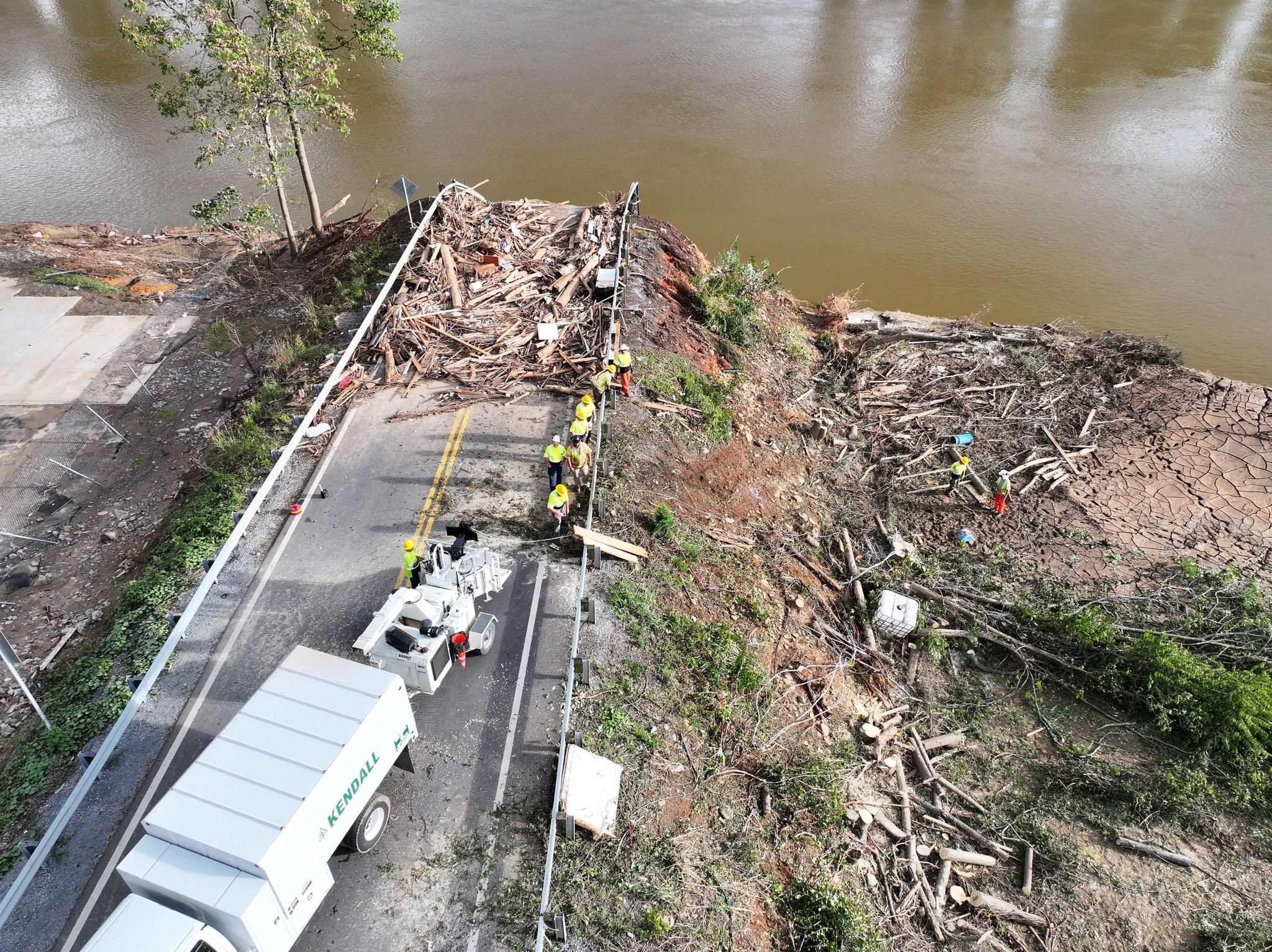 A collapsed bridge in Eastern Tennessee
