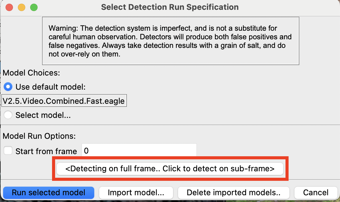 Sub-frame detection example